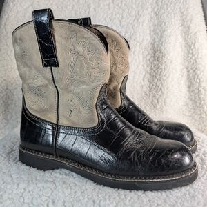 Ariat Fatbaby Western Boots Black Tan Suede Vibram Sole Womens 10000831 Size 11